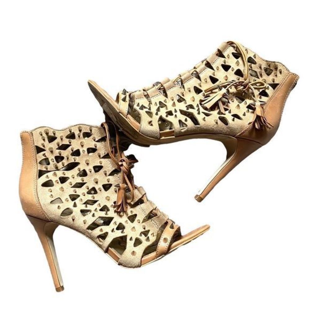 SAM EDELMAN Allison Spike Heel in Tan Suede Sz 7.5